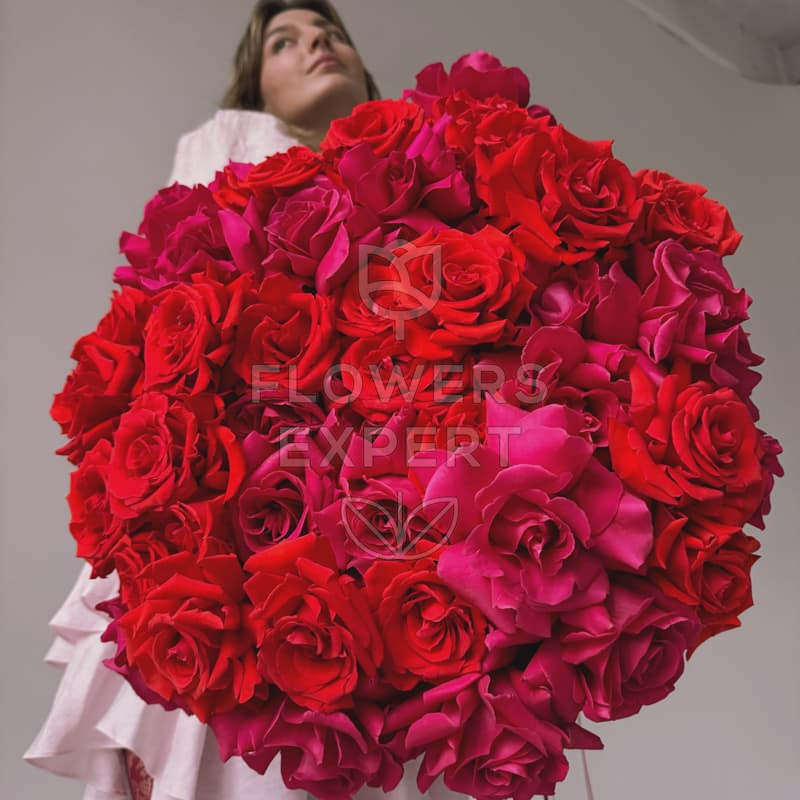 Букет из 51 французской розы "PINK FLOYD & NINA"