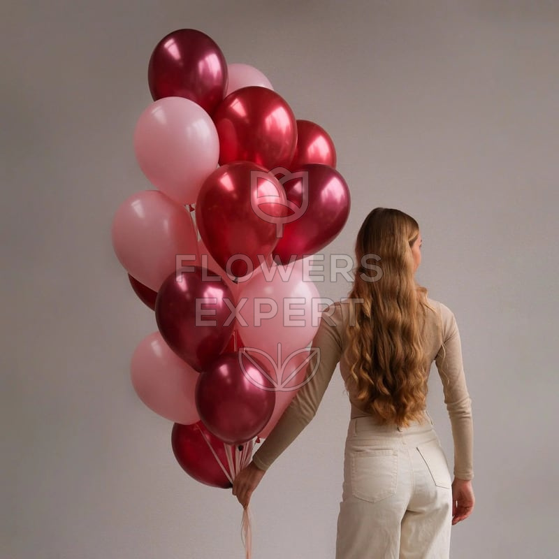 Набор из 19 шариков в красно-розовой гамме "RED CHROME"