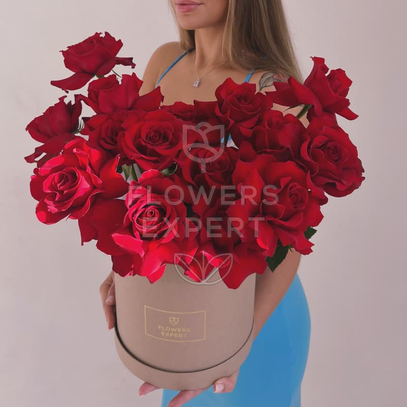 Коробка из 15 французских роз "FREEDOM"