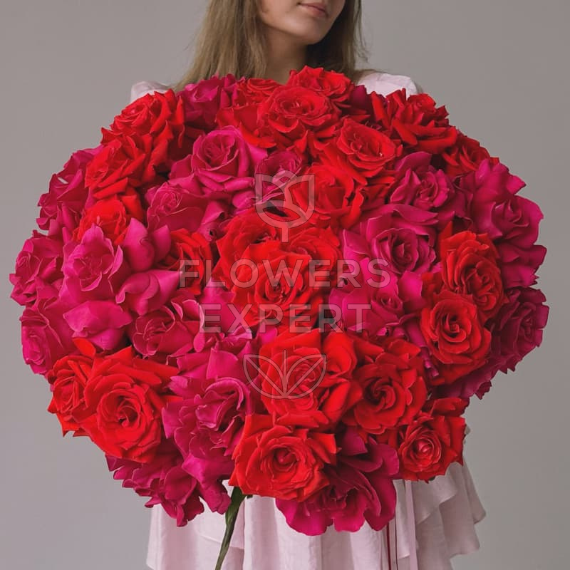 Букет из 51 французской розы "PINK FLOYD & NINA"