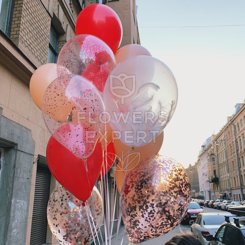 Набор из 15 шариков в красной гамме "RED BALOONS"