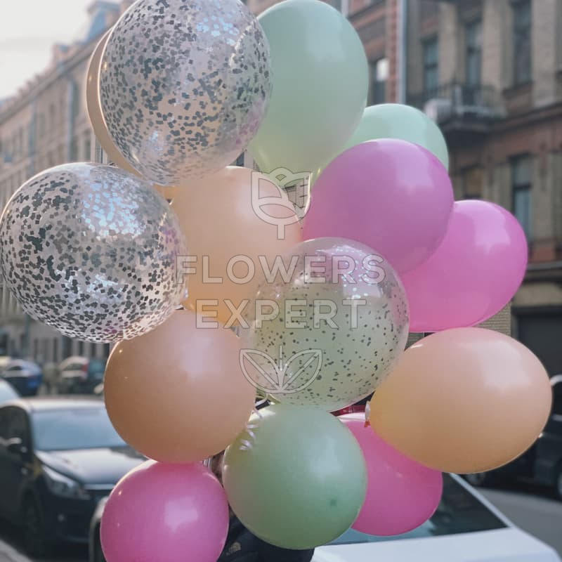 Набор из 15 шариков в розовой гамме "PASTEL BALLONS"