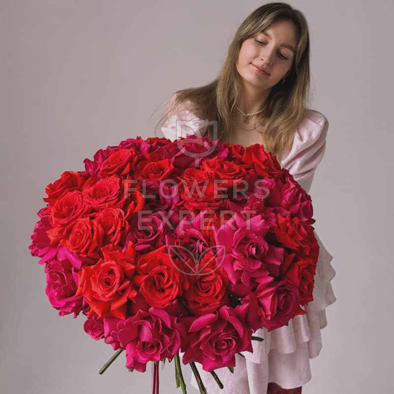 Букет из 51 французской розы "PINK FLOYD & NINA"