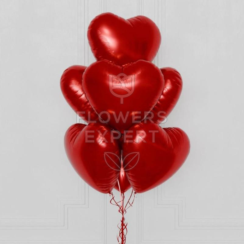 Набор из 7 фольгированных шаров в виде сердца "VALENTIN"
