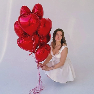 Набор из 9 фольгированных шаров в виде сердца "RED MIX"