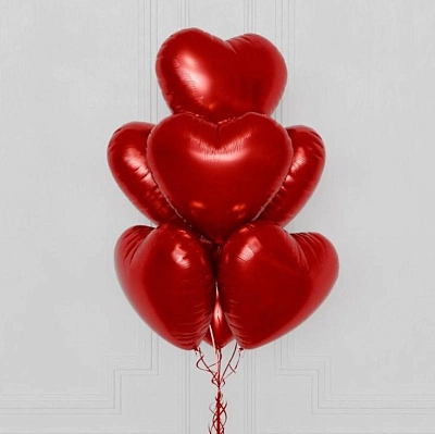 Набор из 7 фольгированных шаров в виде сердца "VALENTIN"