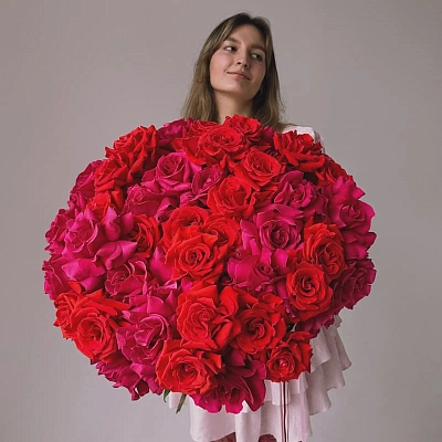 Букет из 51 французской розы "PINK FLOYD & NINA"